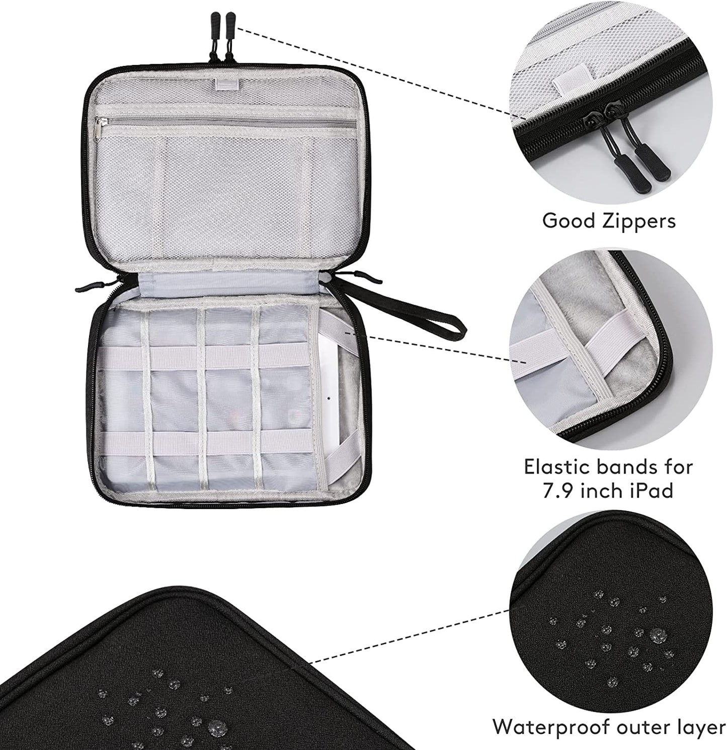 Electronics Travel Organizer, Color Black (Medium)