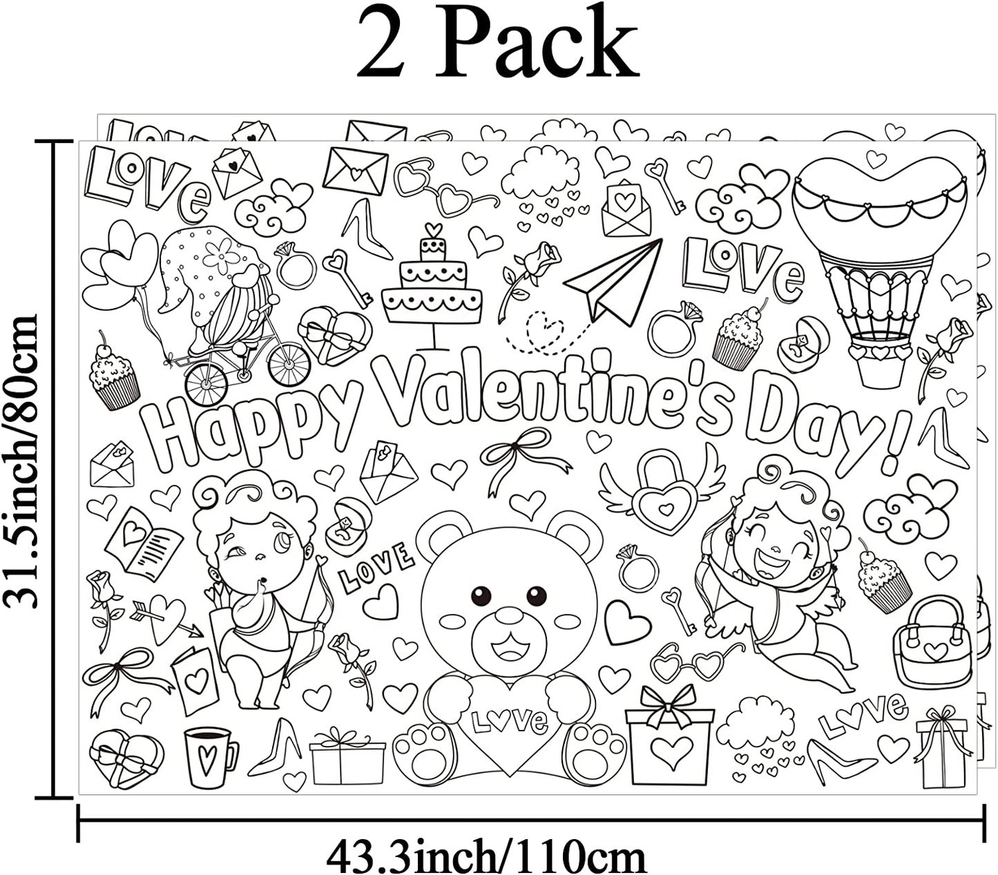 Valentine's Day Coloring Books, 31.4 x 43.3 inches