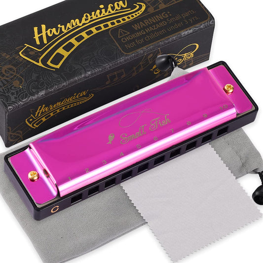 Harmonica music for beginners in the key of C, color: pink