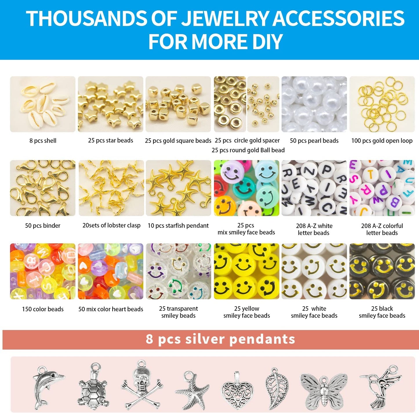 Bracelet Making Kits, 24 Colors,  7200 Pcs