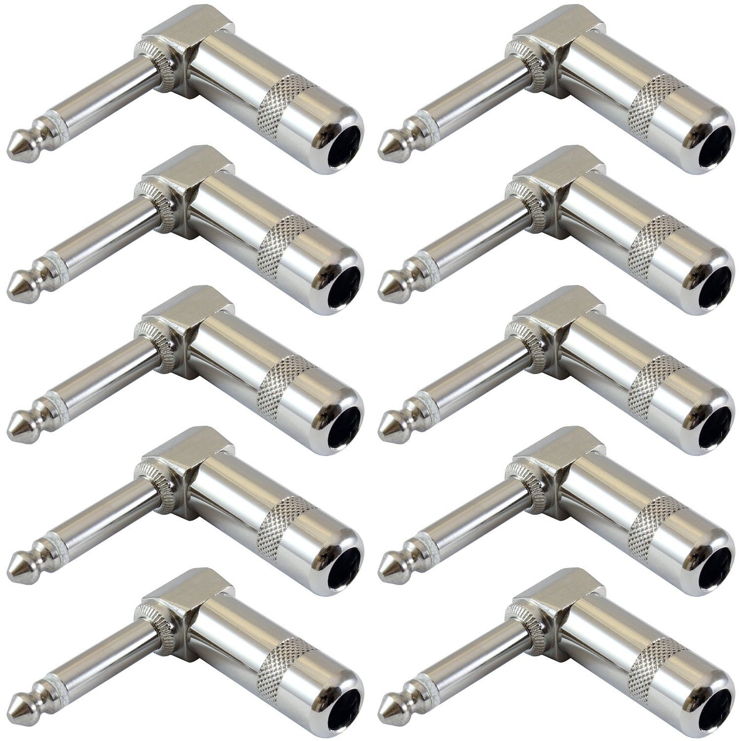 10 Heavy Duty, 1/4" 90 Degree Right Angled Audio Connectors