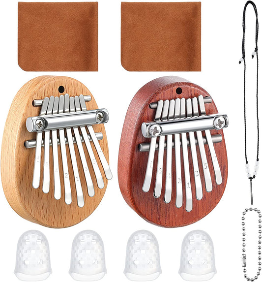 10-piece 8-key mini kalimba kit (wood, oval)