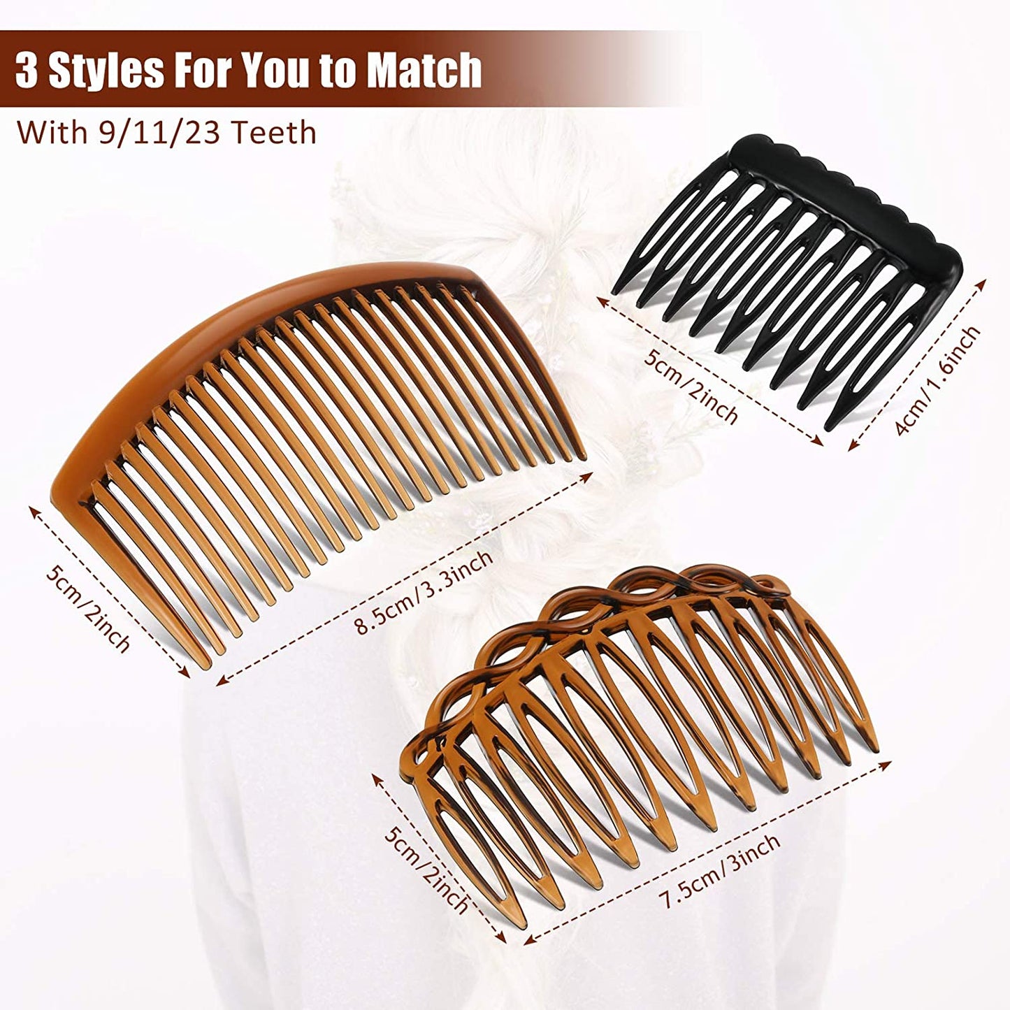 24 hair combs (9 tooth side, 11 tooth side, 23 tooth side)