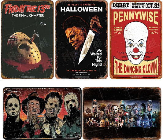 5 Pcs Horror Movie Tin Sign 8*12 inch  (A)