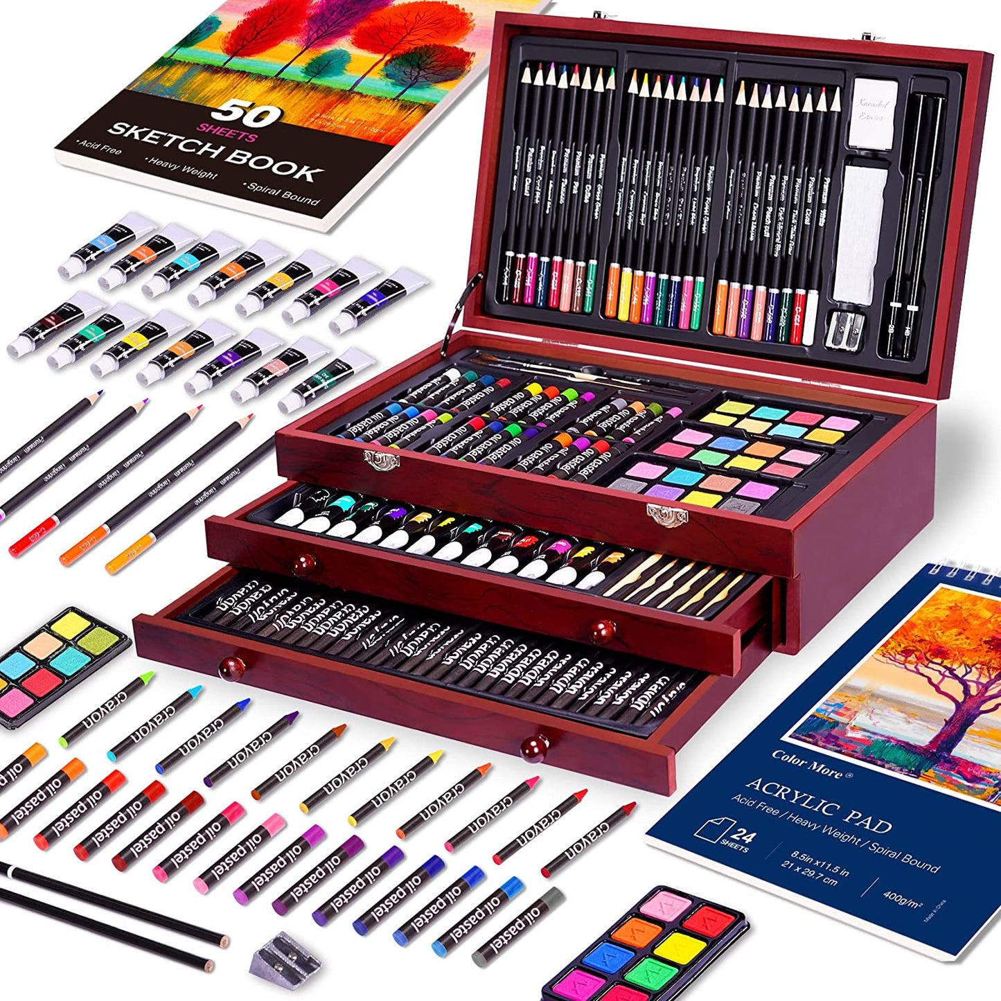 175 Piece Deluxe Art Set, wooden case