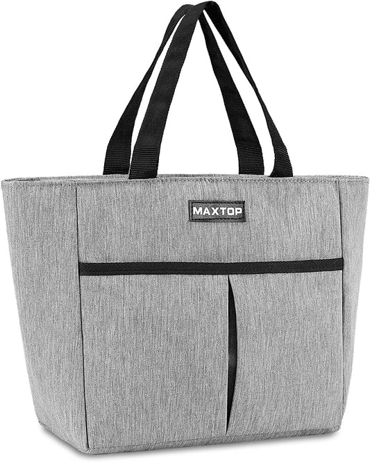 Insulated Thermal Lunch Bag (Light Grey, Medium)