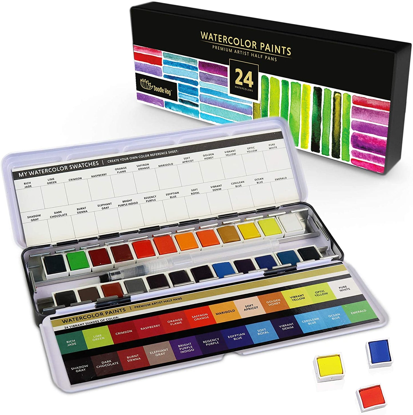 Set in metal palette with watercolor paints, 24 colors