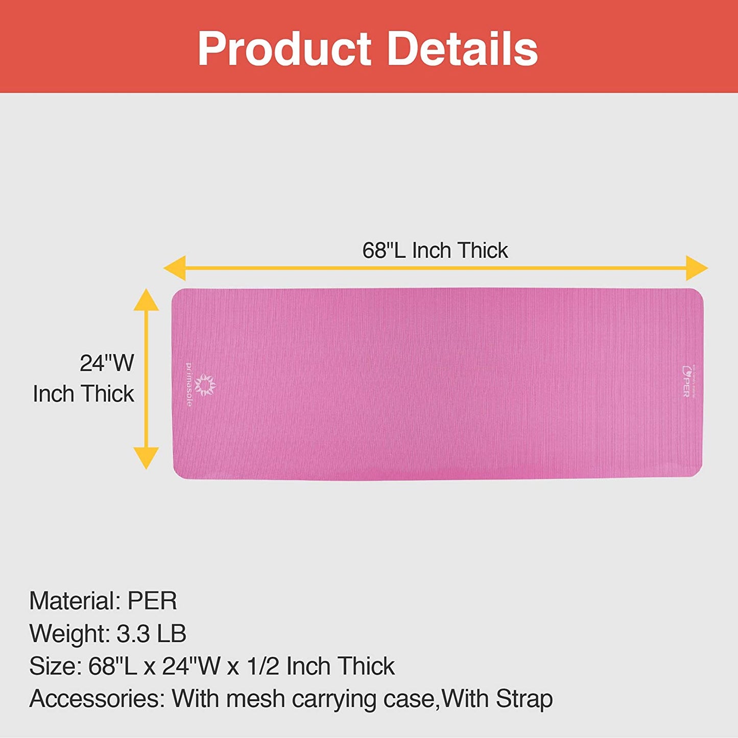 Pilates mat foldable and portable, Color: Pink & Gray