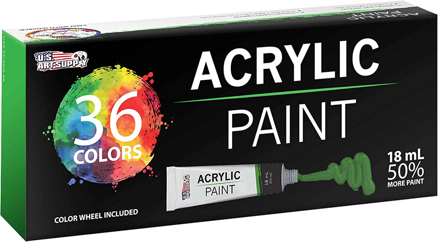 Professional set of 36 acrylic paint colors in large 18ml tubes