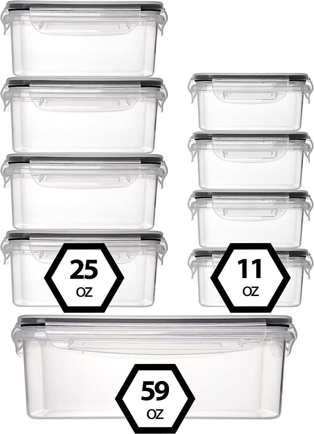 (9-pack) Food Storage Containers with Leak-Proof Lids