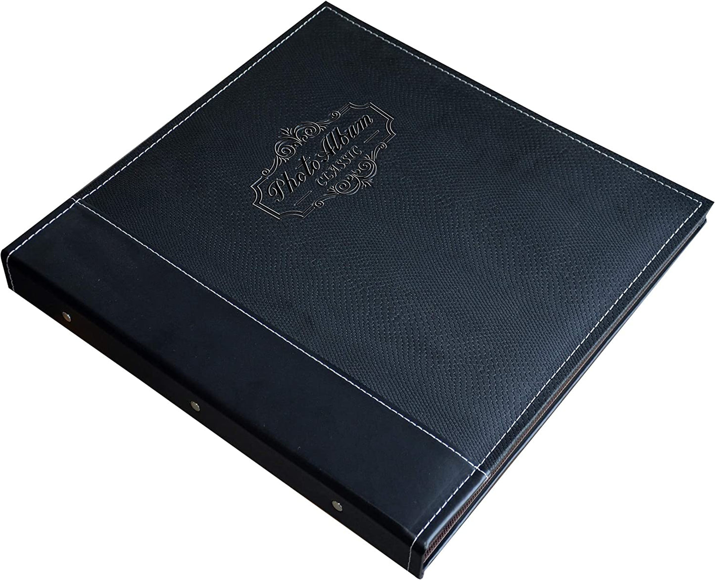 Leather Cover Photo Album 13.31 x 12.99 x 1.69 inches, (Black)