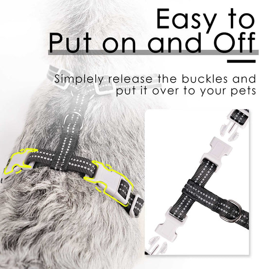 Reflective Pet Vent Harness - Color: Black (M)