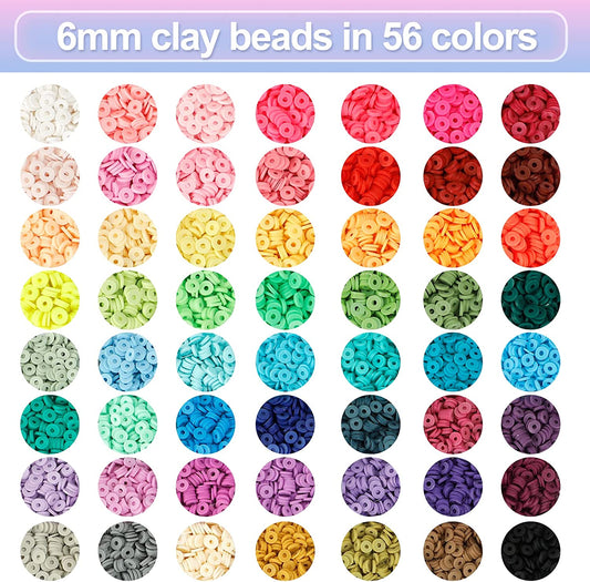 clay to make bracelets, kit of 56 colored pendants and cords