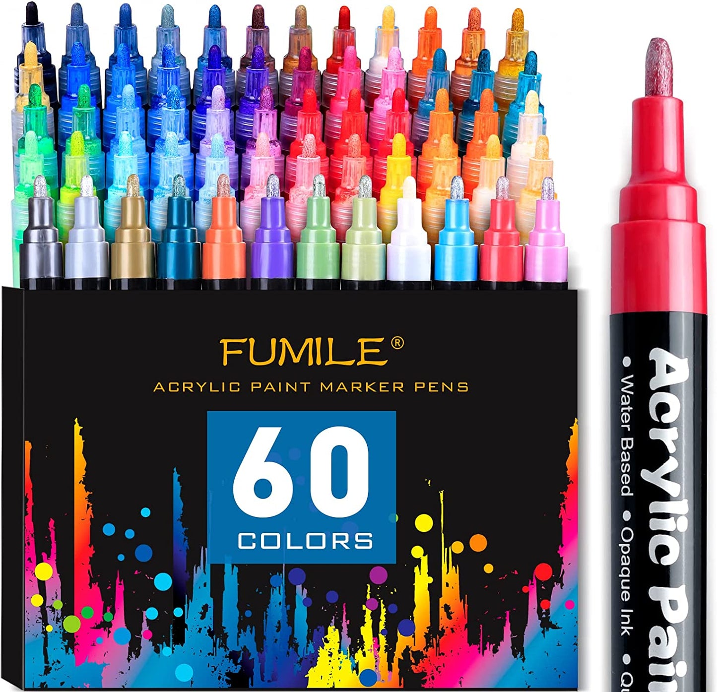 Acrylic paint markers, 60 colors