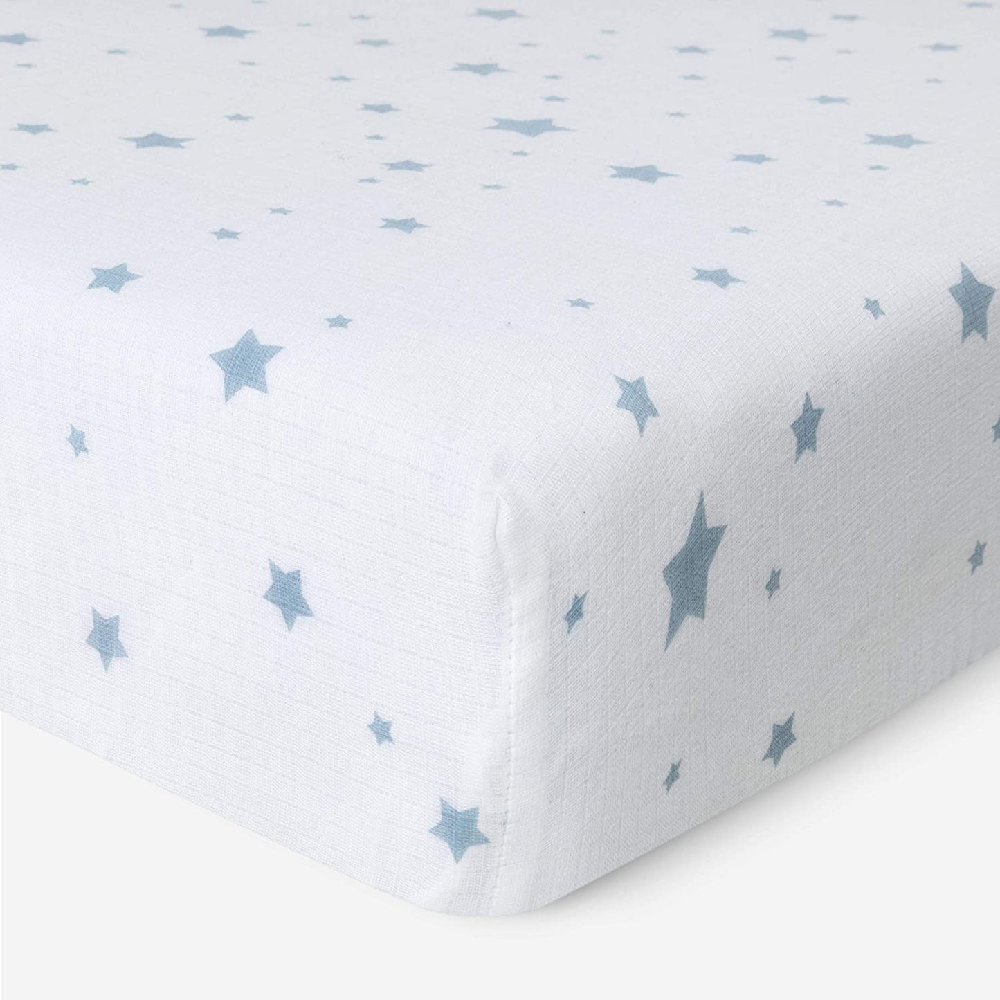 2-Pack Fitted Crib Sheets, ( Blue Stars + White)