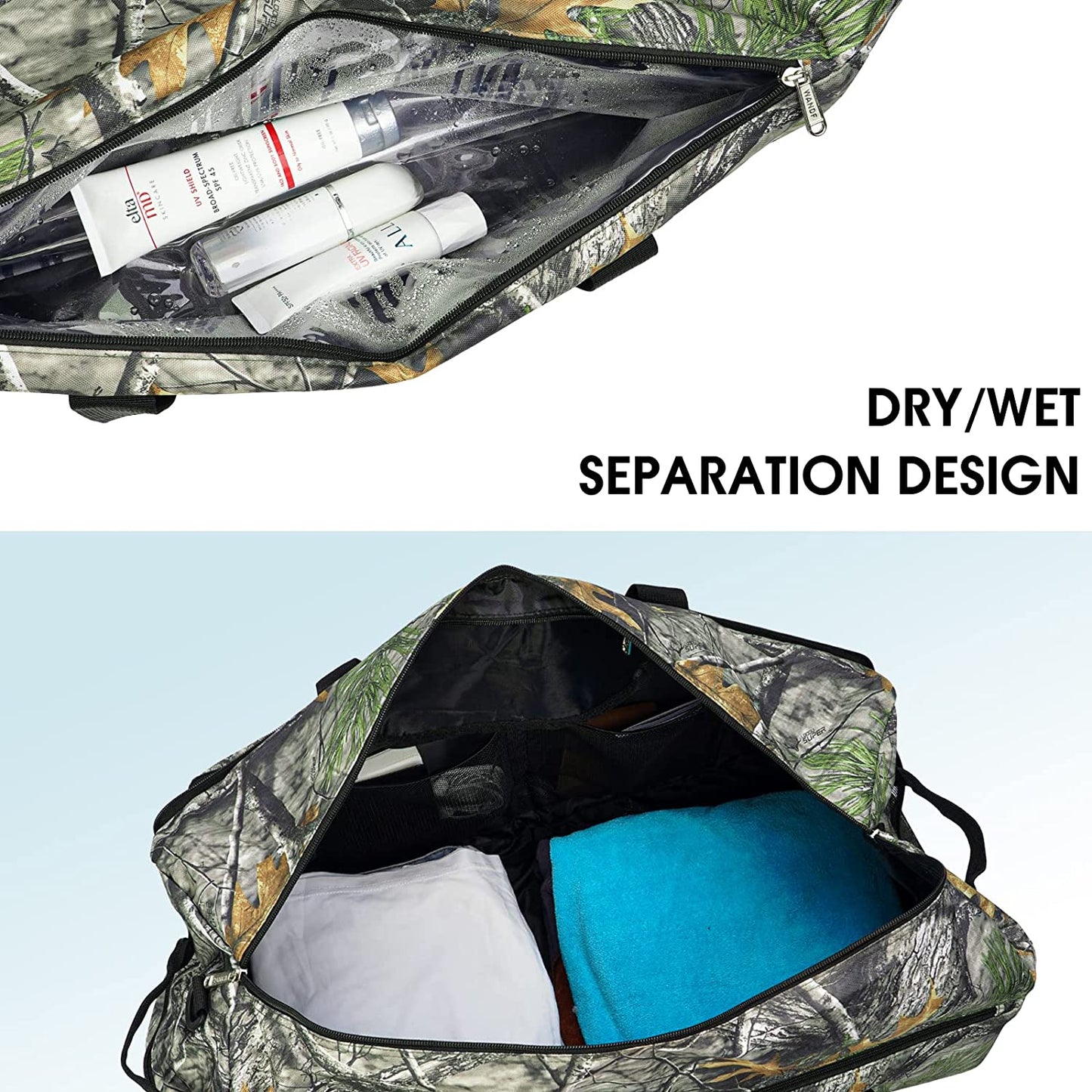 65L foldable duffel bag, 25.5*10*13in, color: camouflage