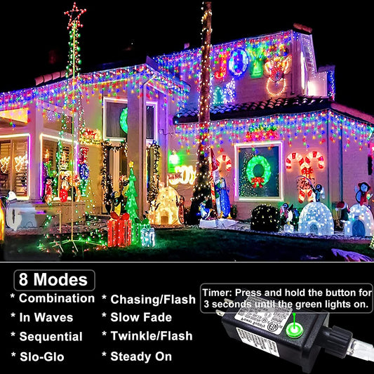 132ft Christmas Icicle Lights (Multicolor)