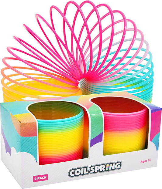 Multicolored Plastic Coil Spring Toy, (80mm) (Pack of 2)