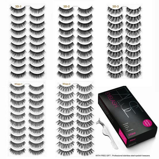 Lashes, 50 Pairs, 5 Styles, 3D Mink Lashes, Natural Looking