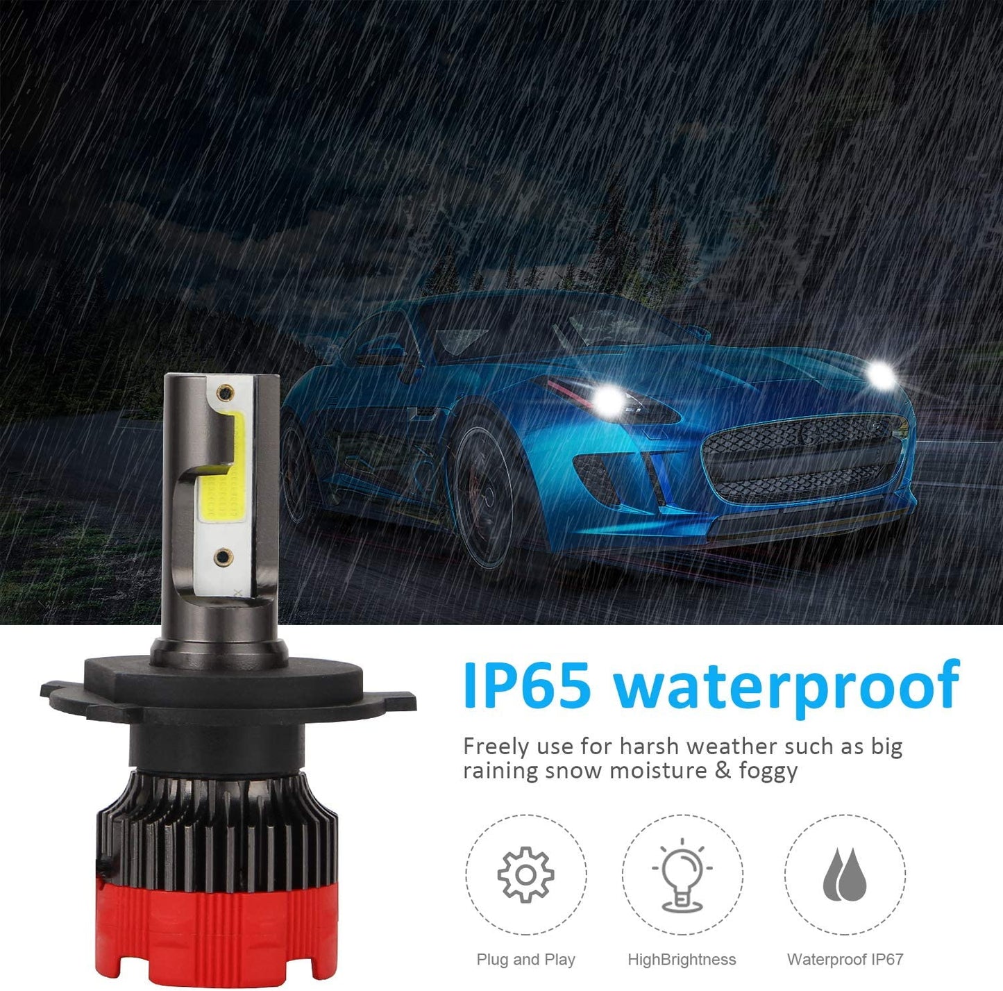 H7 LED Headlight Bulb 12000LM Super Bright 60W 6500K Cool White