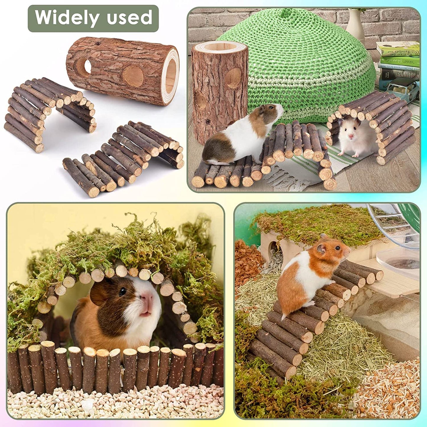 Natural Wood Pet Toys (Small Rodents), 3-Pack