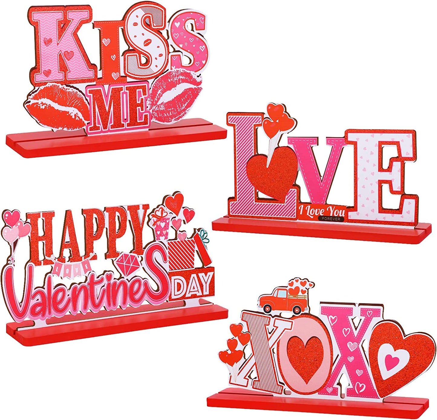 4 Pack Valentine's Day Centerpiece Banners