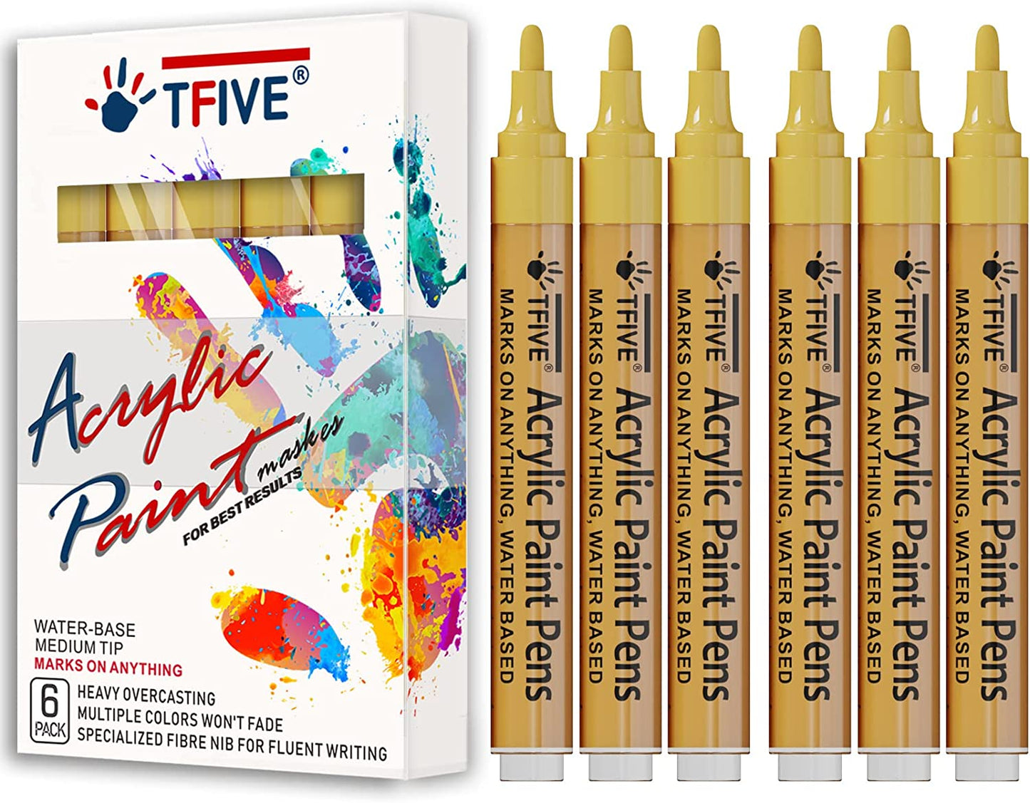 Yellow Acrylic Paint Markers, Medium Point, 6-Pack