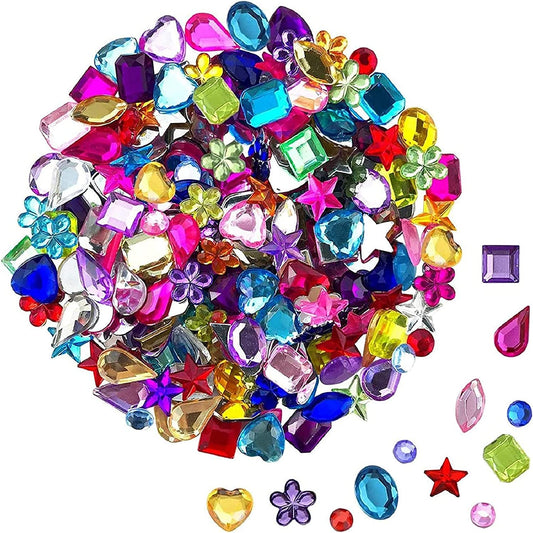 900 Pieces Flat Back Acrylic Craft Gemstones, 9 Shapes, 6-13mm