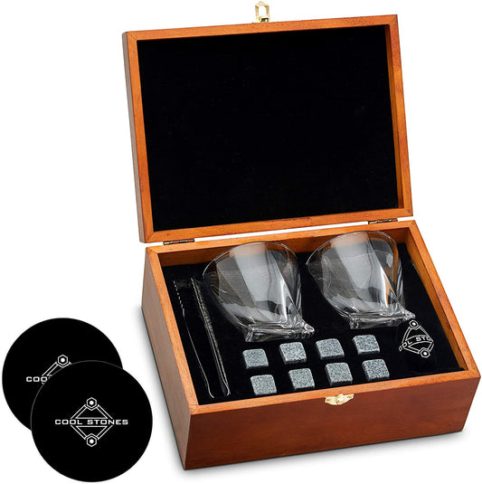 Whiskey Stones Gift Set | 2 Twist Tumbler Glasses