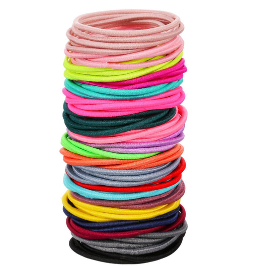 100 elastic hair ties (multicolor, 3.5 x 0.2 cm)