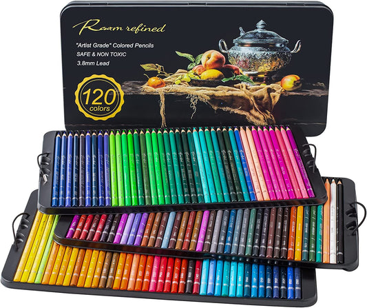 120 premium colored pencils for coloring, with vibrant colors