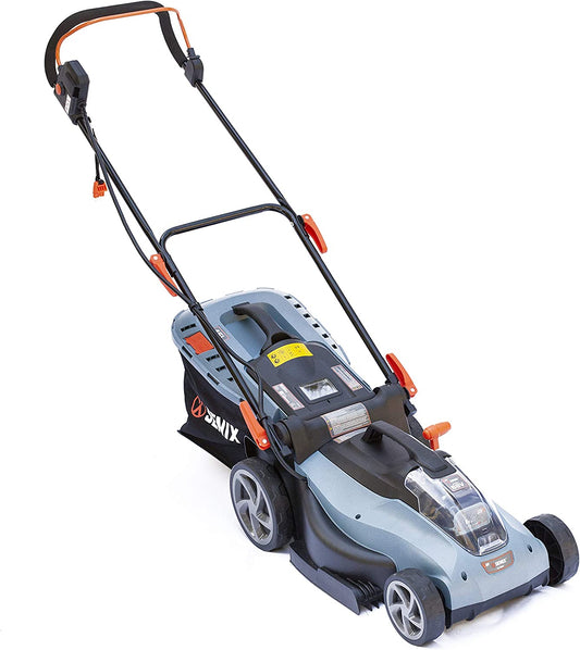 Cordless Lawn Mower, 58 Volt Lithium, Blue, 17"