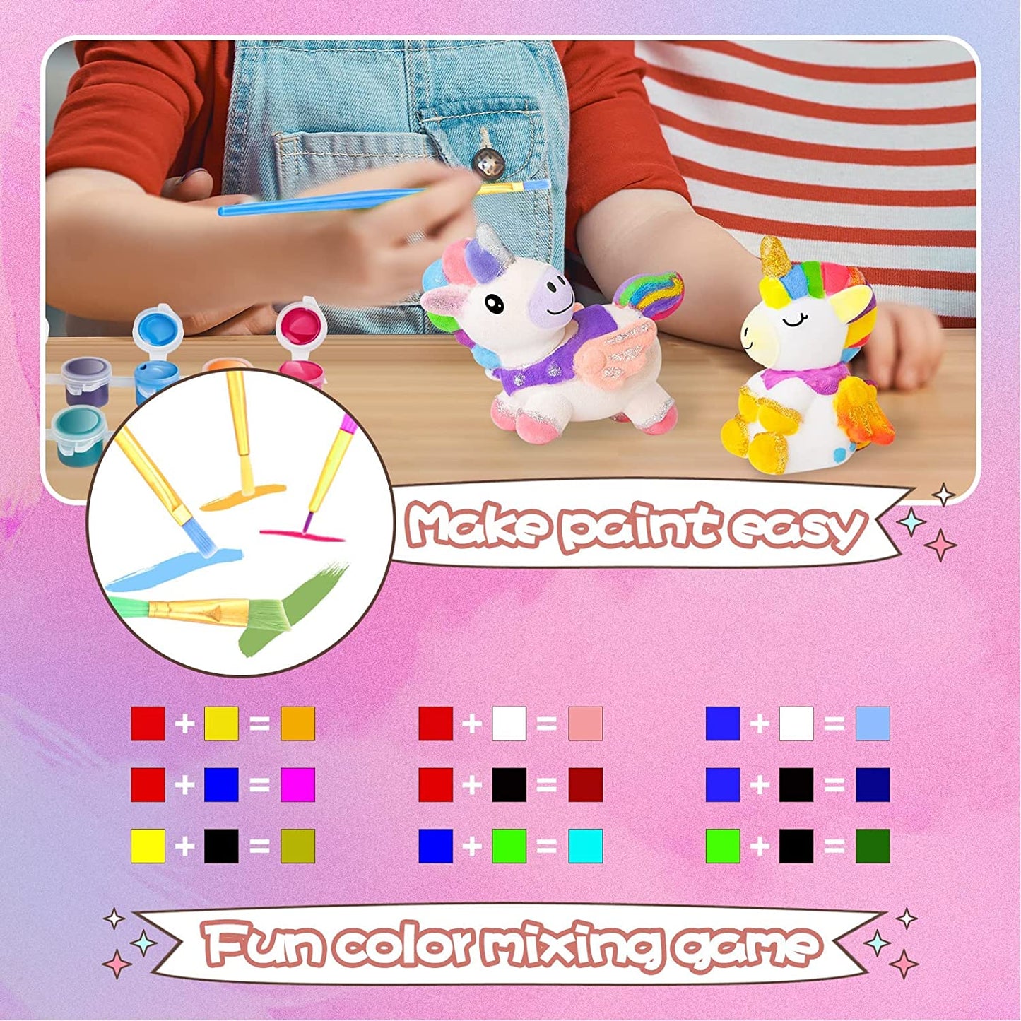 painting kit with 8 figures of unicorns, crafts and art