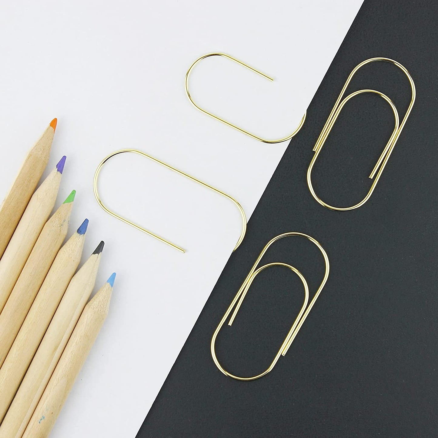 2 Inch Wide Paper Clips, 50 Pieces (Light Gold)