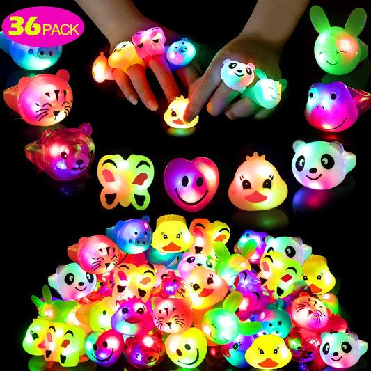 36 Pack Glow in the Dark LED Light Up Silicone Rings