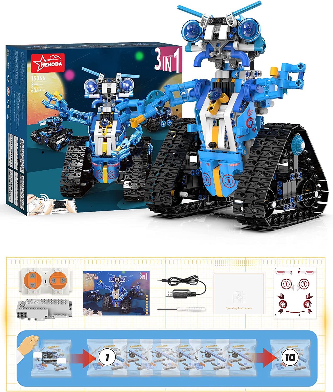 3-in-1 App, Remote Control, Car, Programmable Robot, Style: 15046