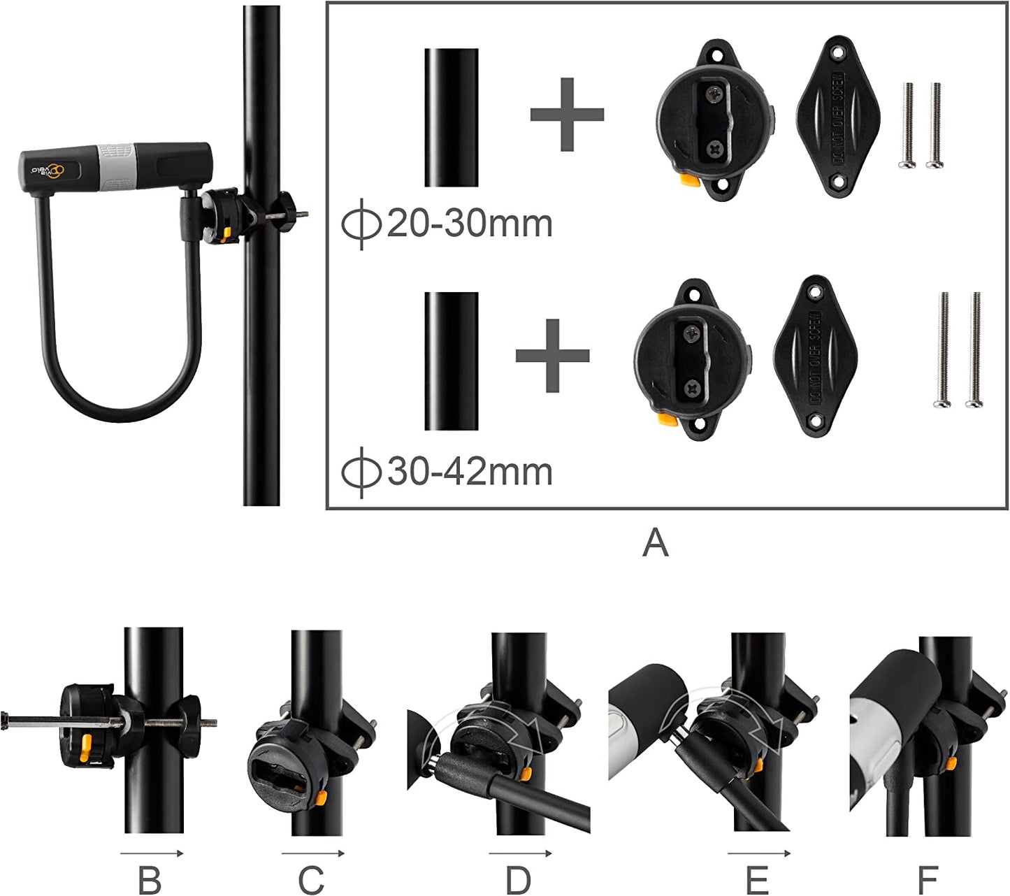 Bike U Lock with Cable, Color:Black, ‎11.89 x 7.99 x 2.64 inches