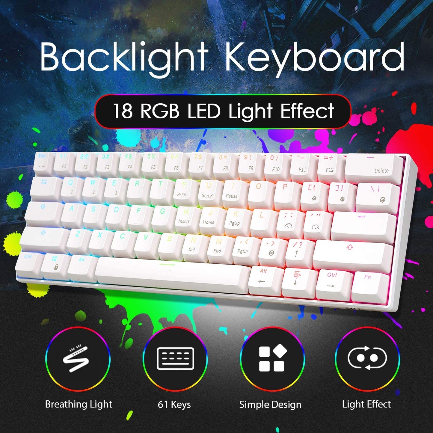 Mini 60% mechanical wired gaming keyboard