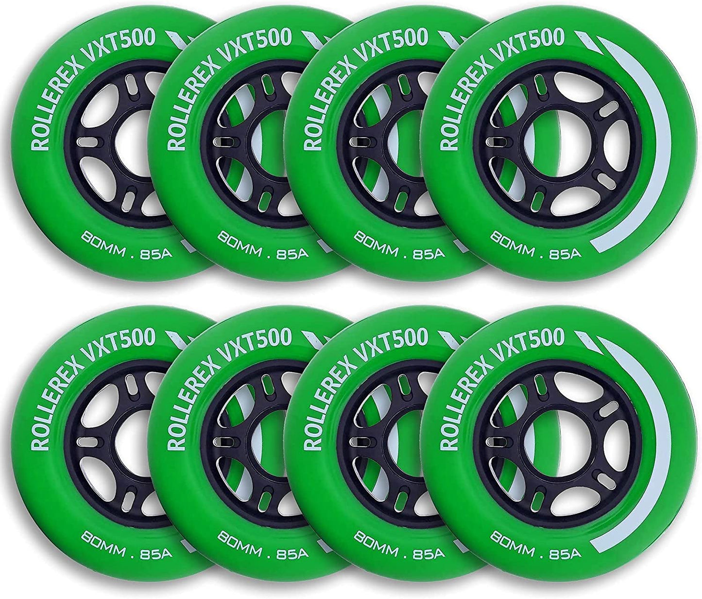 Pack of 8 Inline Skate Wheels, Color: Turf Green