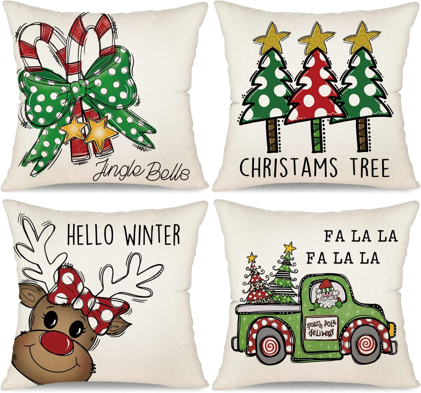 4 Christmas pillowcases 18x18, 05