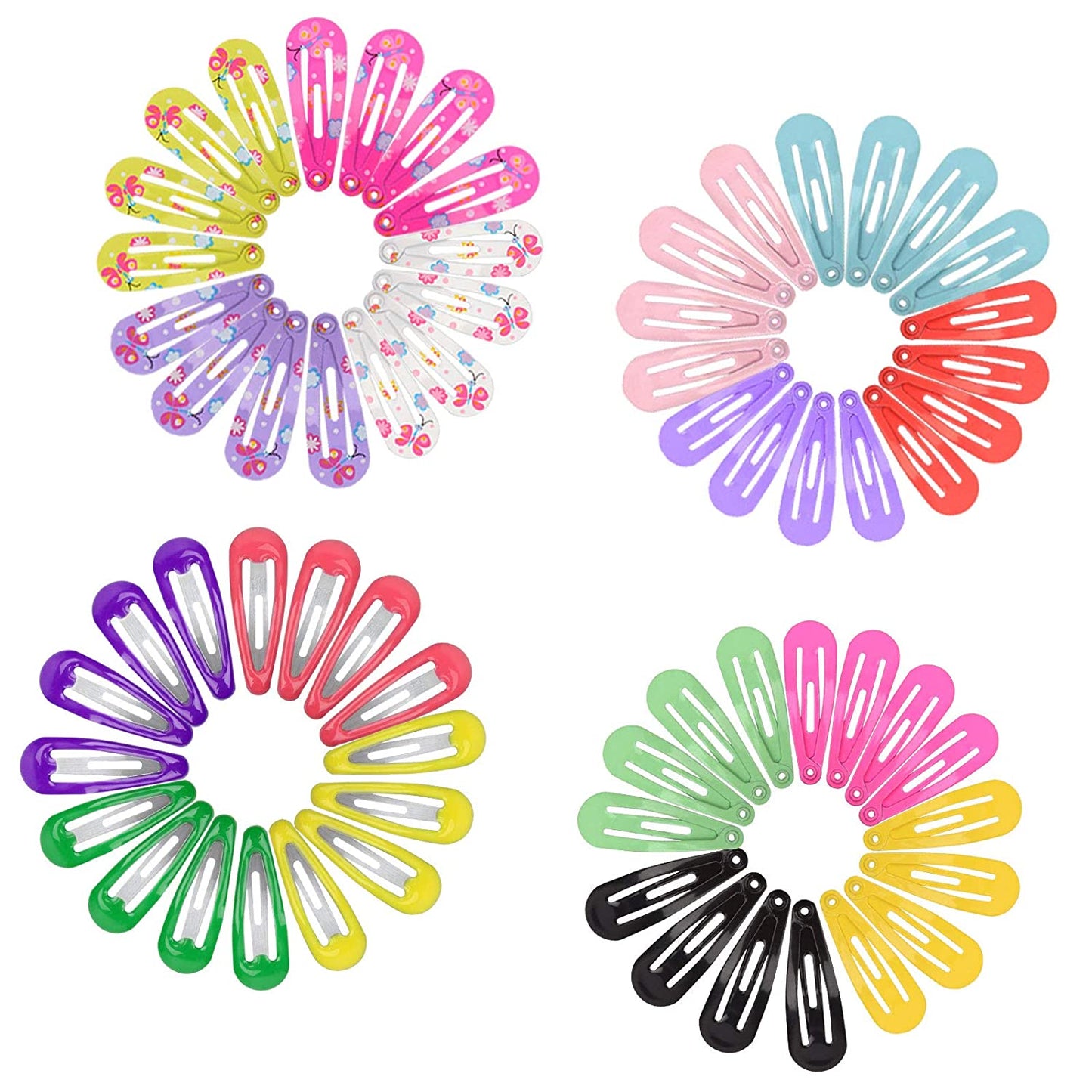 100 Small 1 Inch Metal Hair Clips (Multicolor)