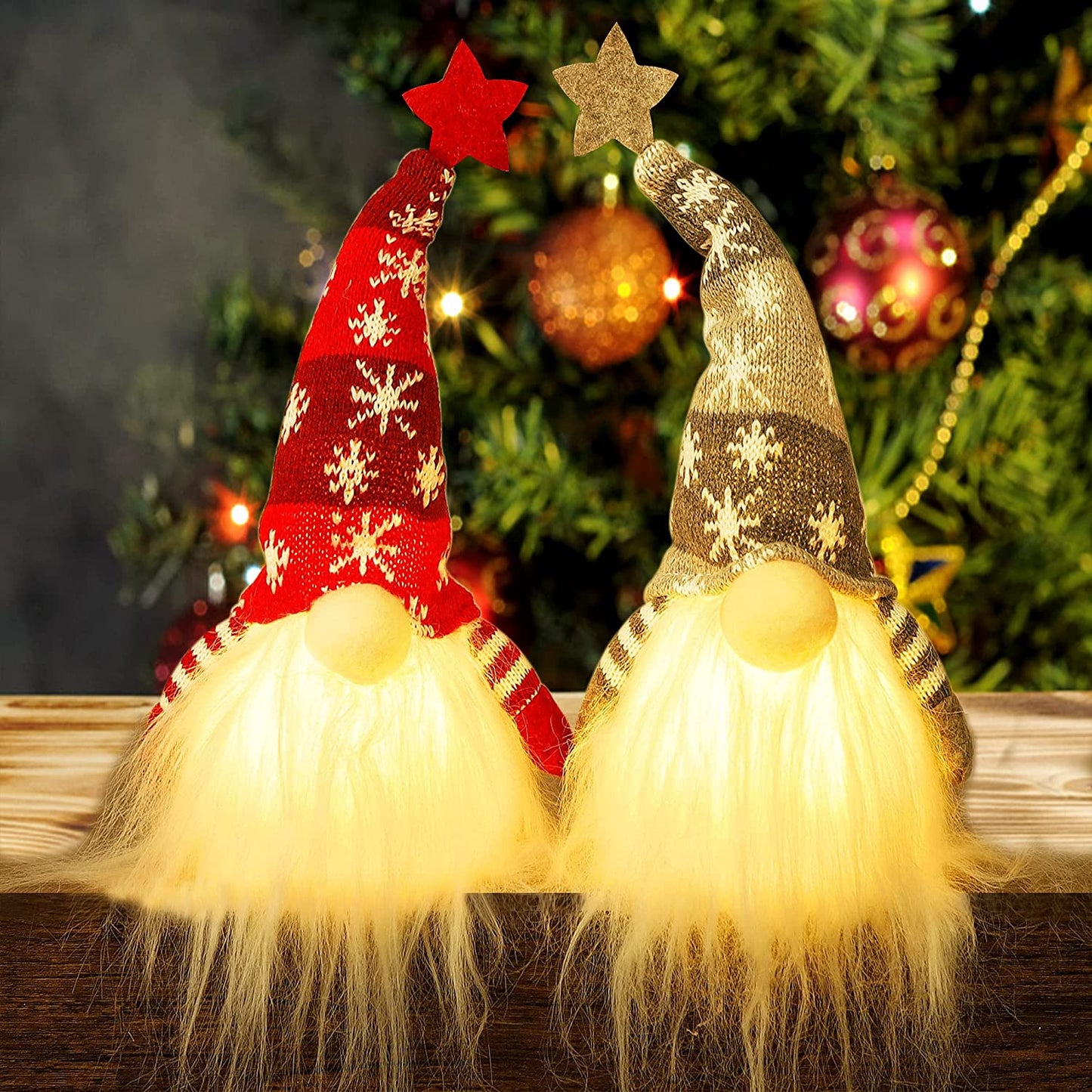 11" Light Up Christmas Gnome, 2 Sets