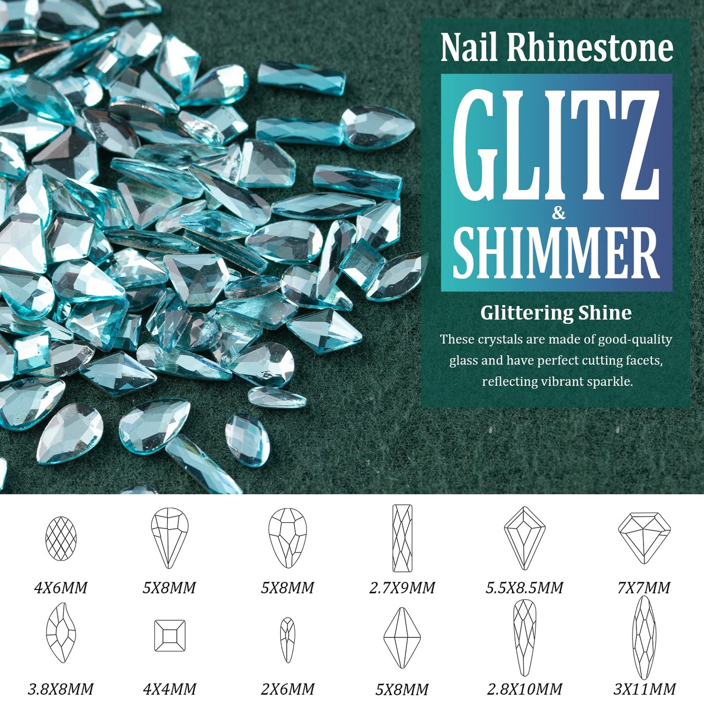 3D Crystal Nail Art Rhinestones Kit (Lake Blue)