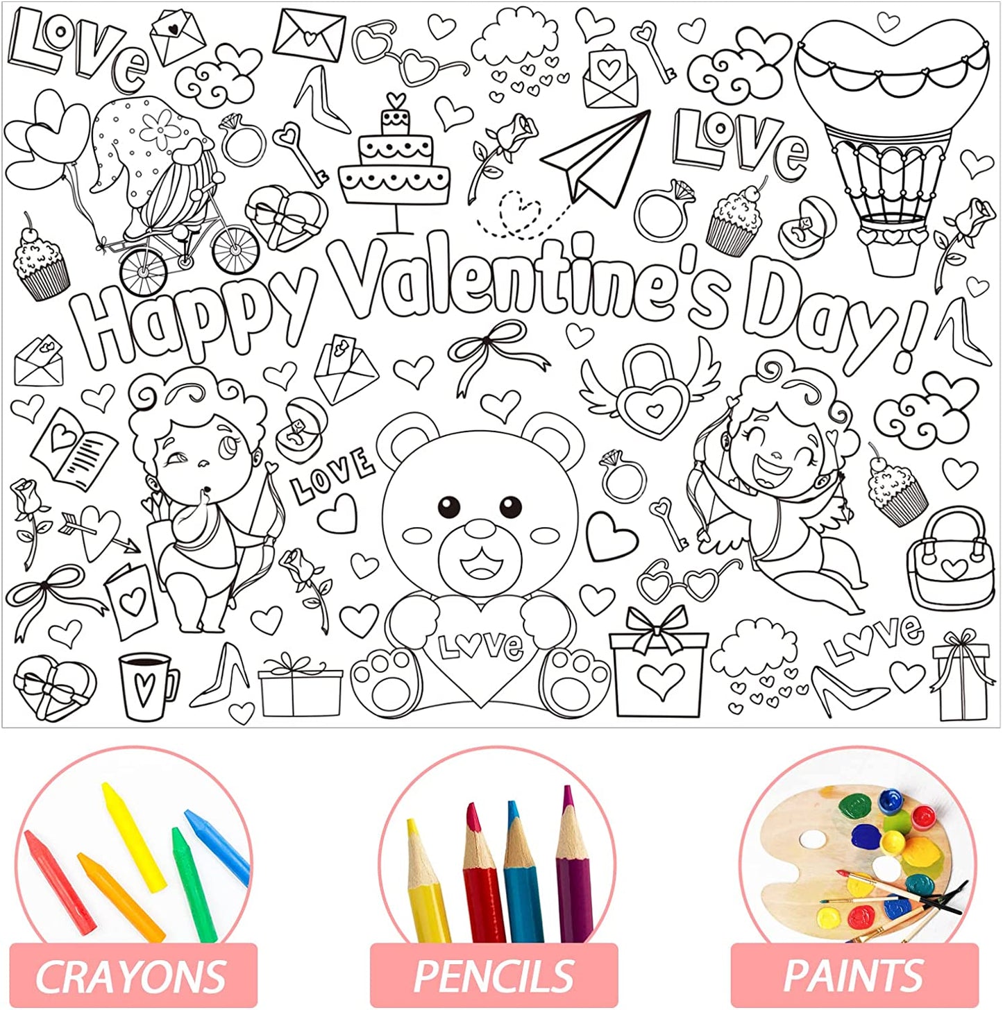 Valentine's Day Coloring Books, 31.4 x 43.3 inches