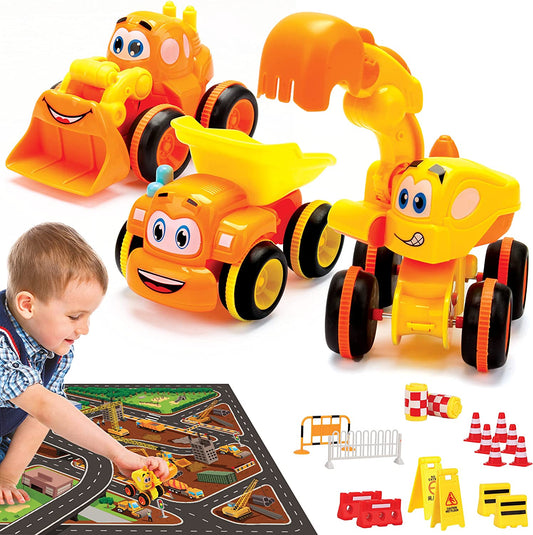 Cartoon Construction Vehicle, Orange Yellow With Accessories