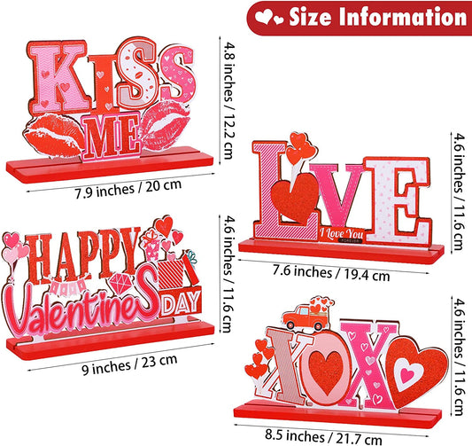 4 Pack Valentine's Day Centerpiece Banners