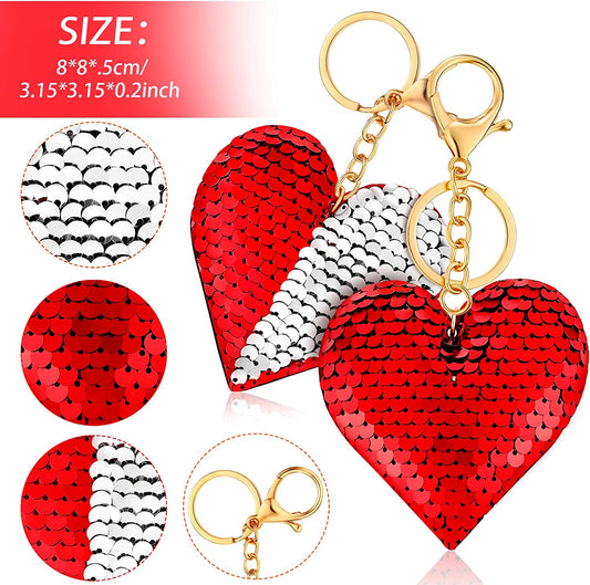 24 Pieces Valentines Heart Keychains, Red