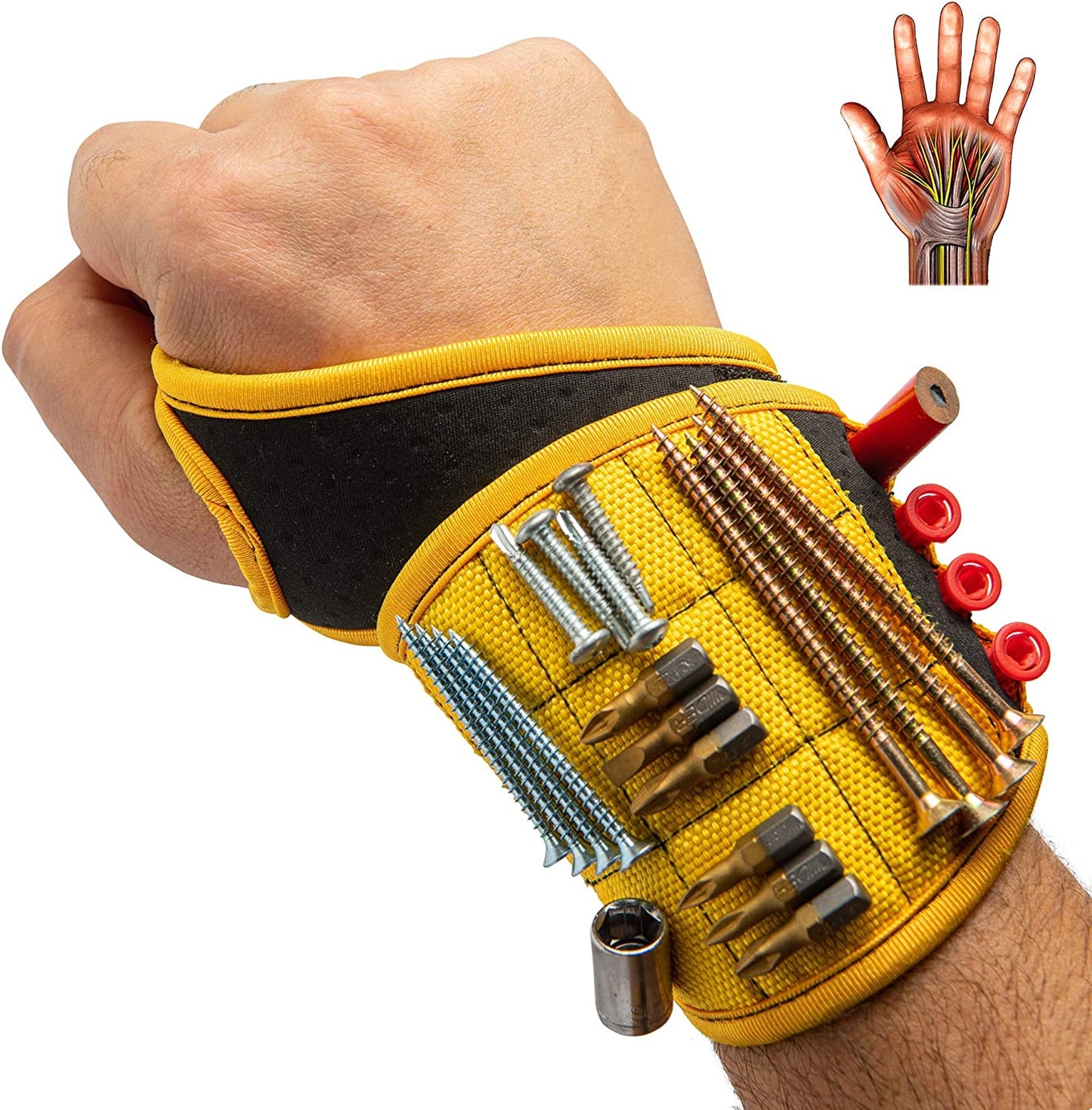 Magnetic bracelet for screws, Yellow