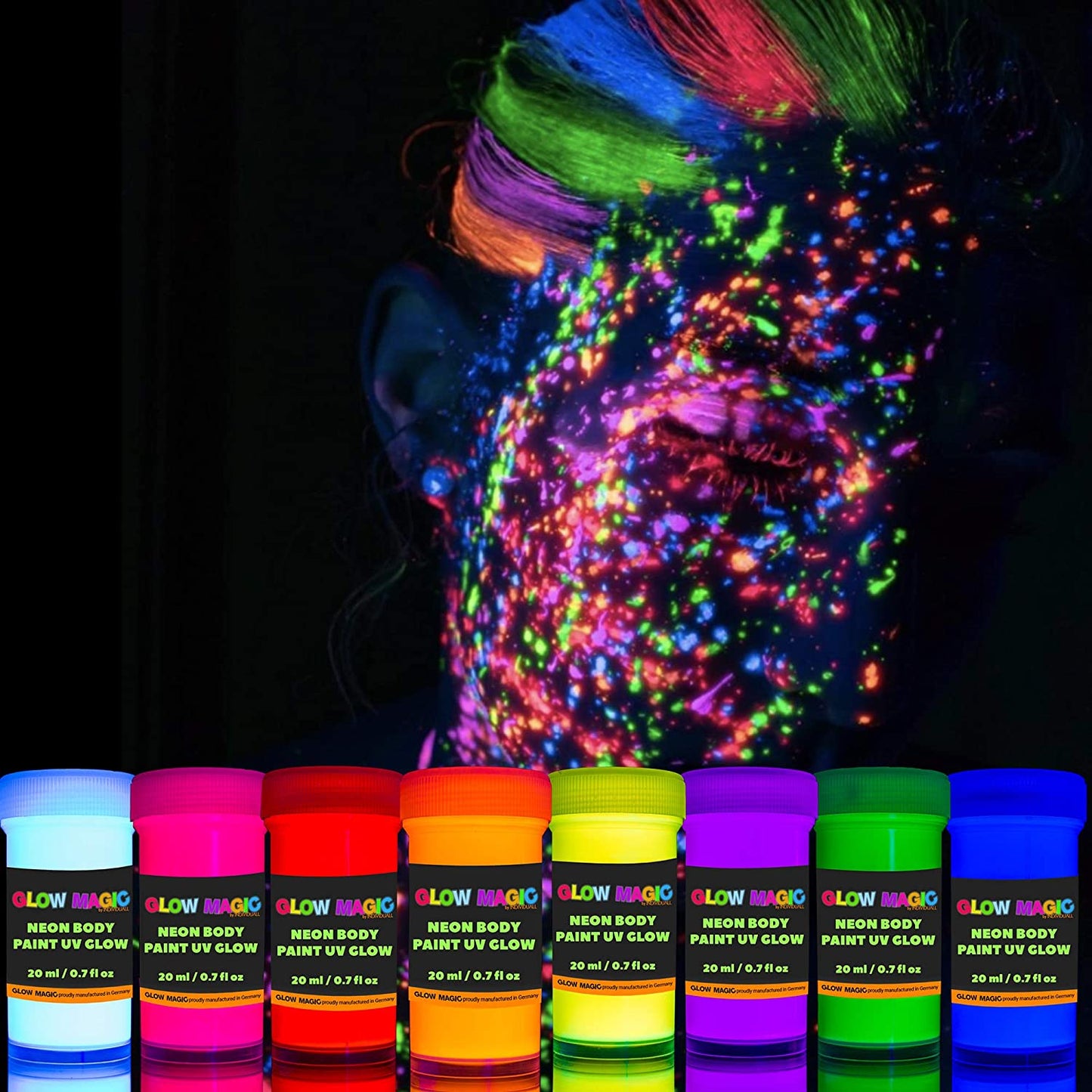 Neon Nights UV Glow In The Dark Body Paint - 8 Paint Pack