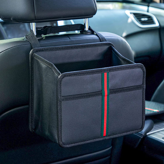 car backseat organizer, Color: Litchi Textured Leather-black